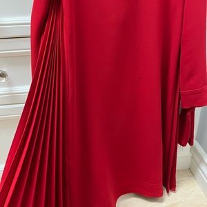 Carolina Herrera Red Dress with Pleated Sides, Size S, Worn Only 3X.